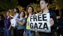 Protest calling for an end to shooting protesters in Gaza, Tel Aviv