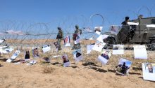 In Solidarity with the Gaza Protests: Israeli Activists hung posters of Slain Palestinian Protesters on the Gaza Fence